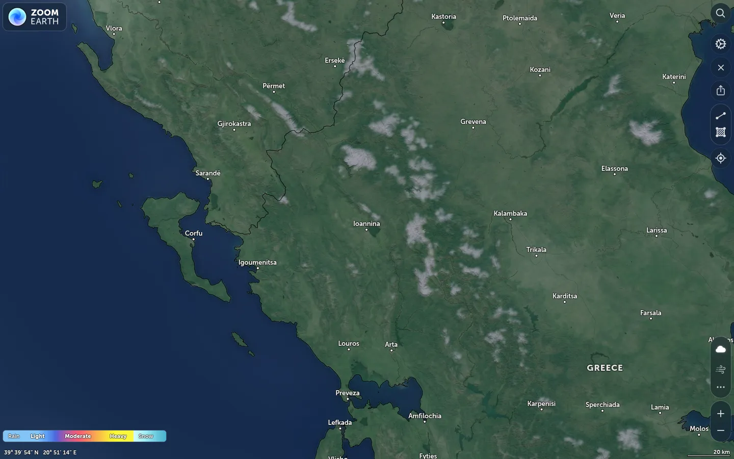 Χάρτης βροχόπτωσης Ιωάννινα καιρός