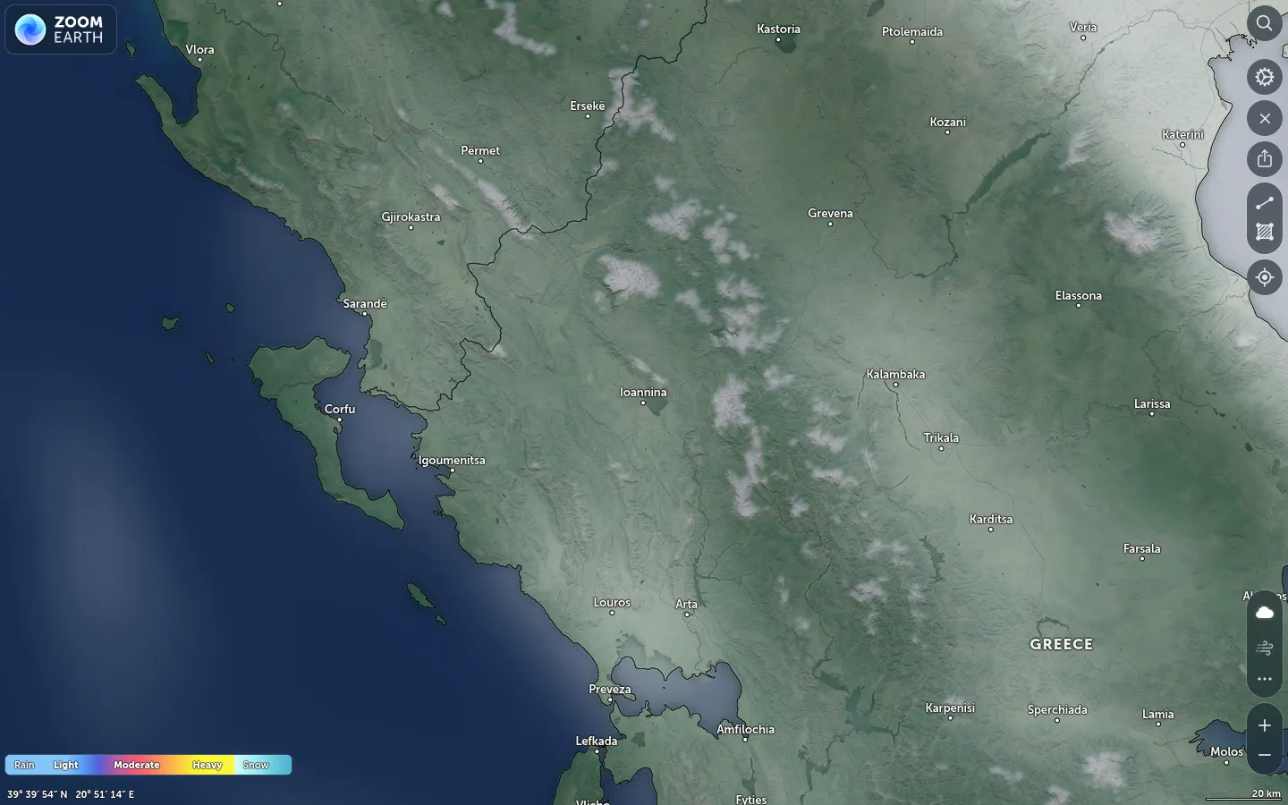 Χάρτης βροχόπτωσης Ιωάννινα καιρός