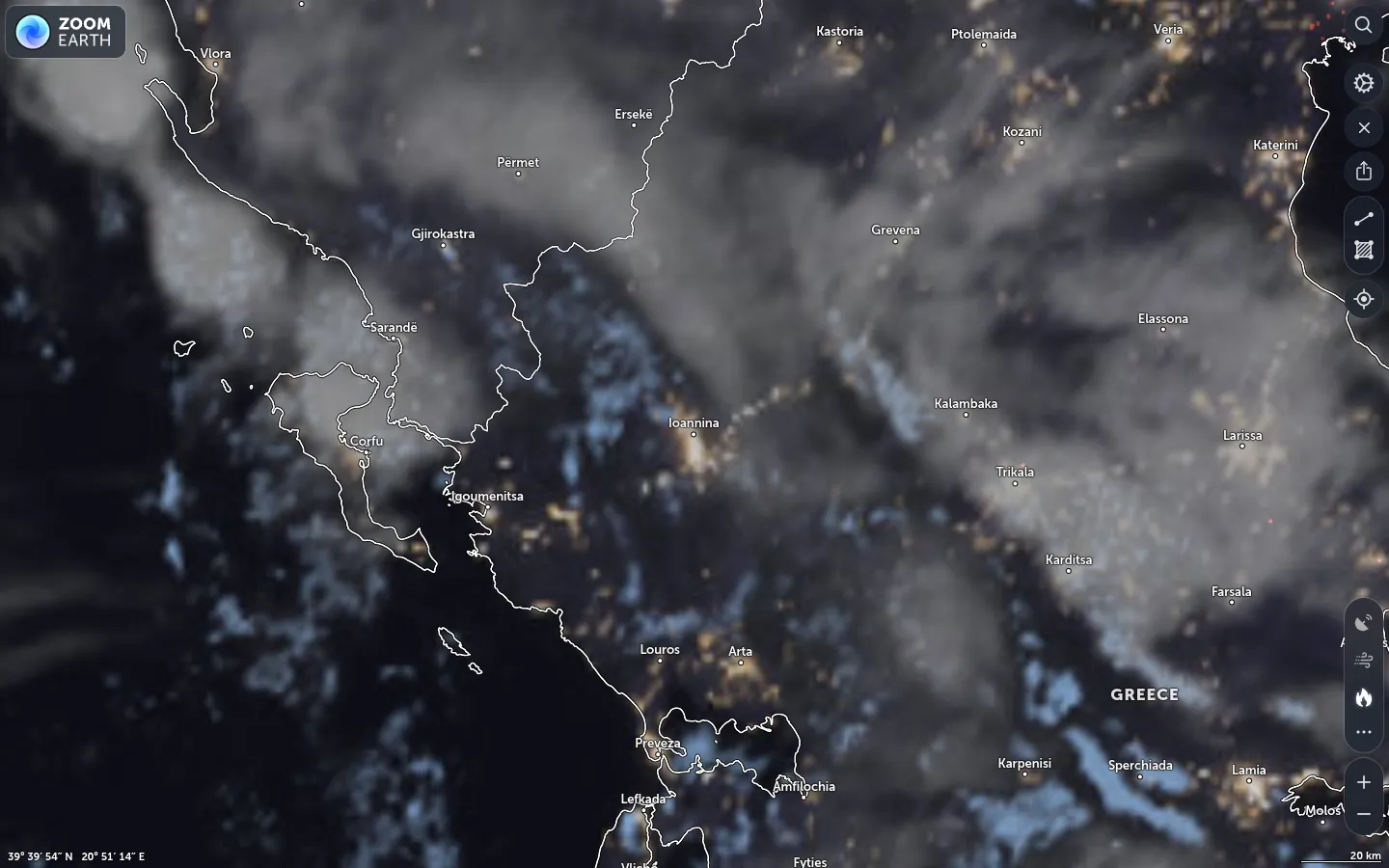 Δορυφορική εικόνα Ιωάννινα καιρός