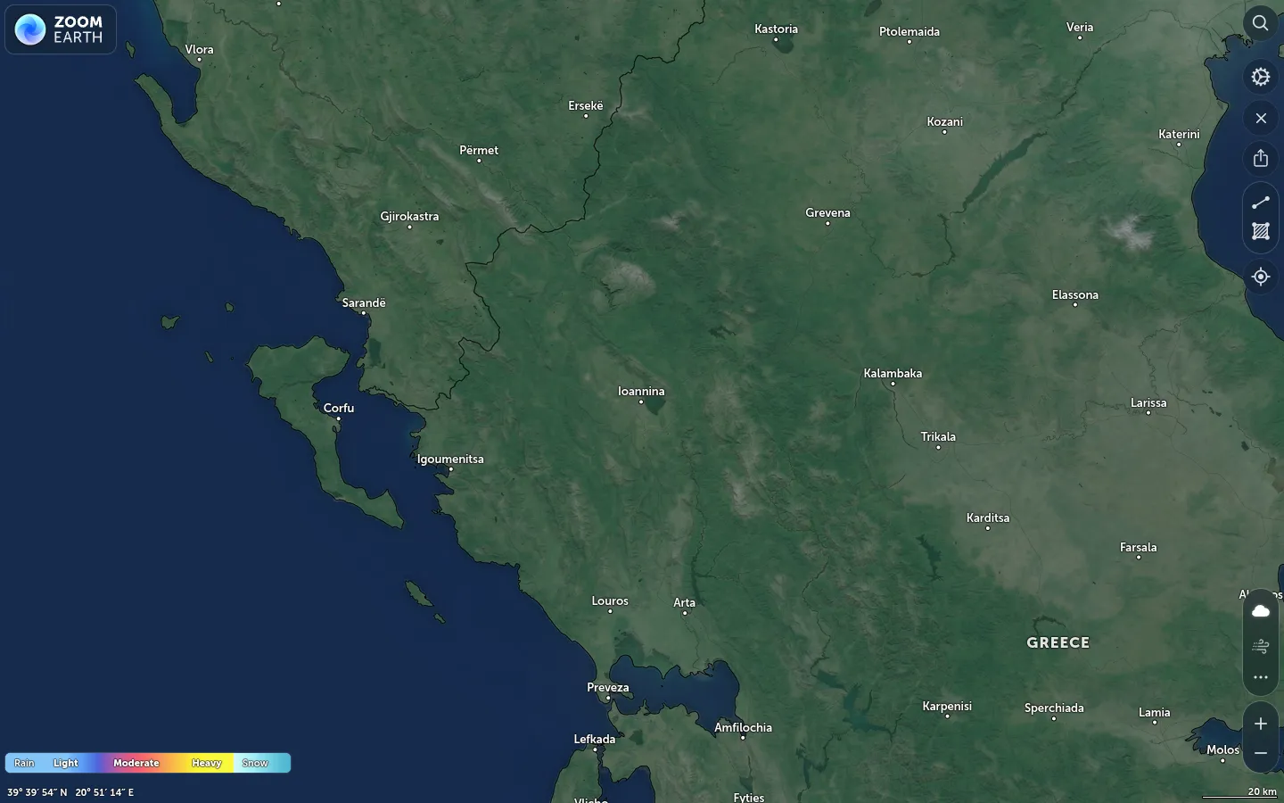 Χάρτης βροχόπτωσης Ιωάννινα καιρός