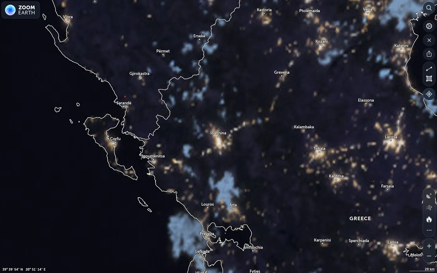 Δορυφορική εικόνα Ιωάννινα καιρός