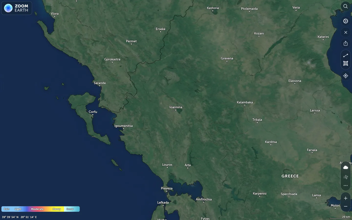 Χάρτης βροχόπτωσης Ιωάννινα καιρός