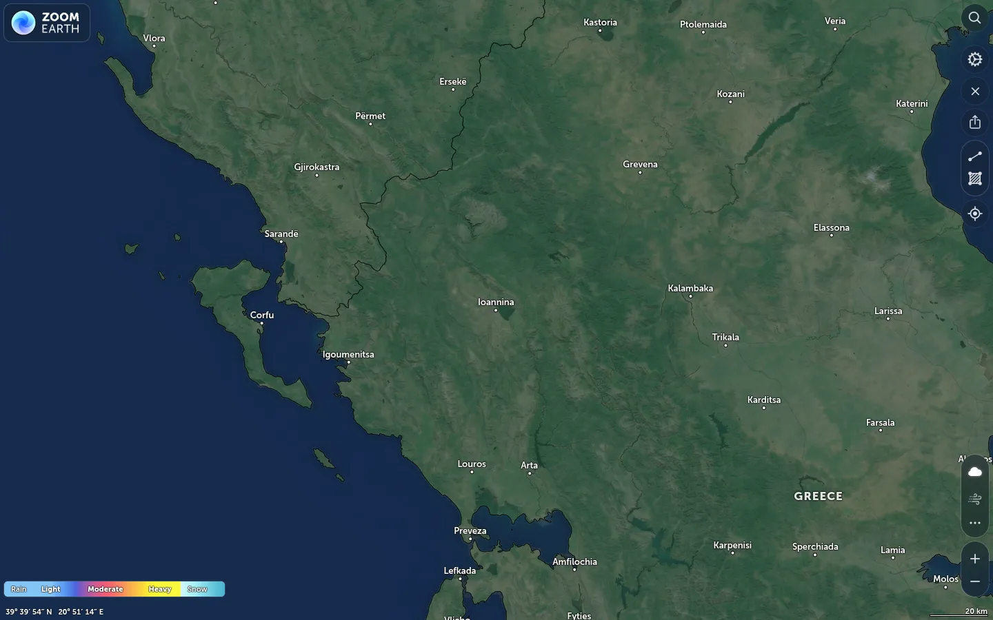 Χάρτης βροχόπτωσης Ιωάννινα καιρός