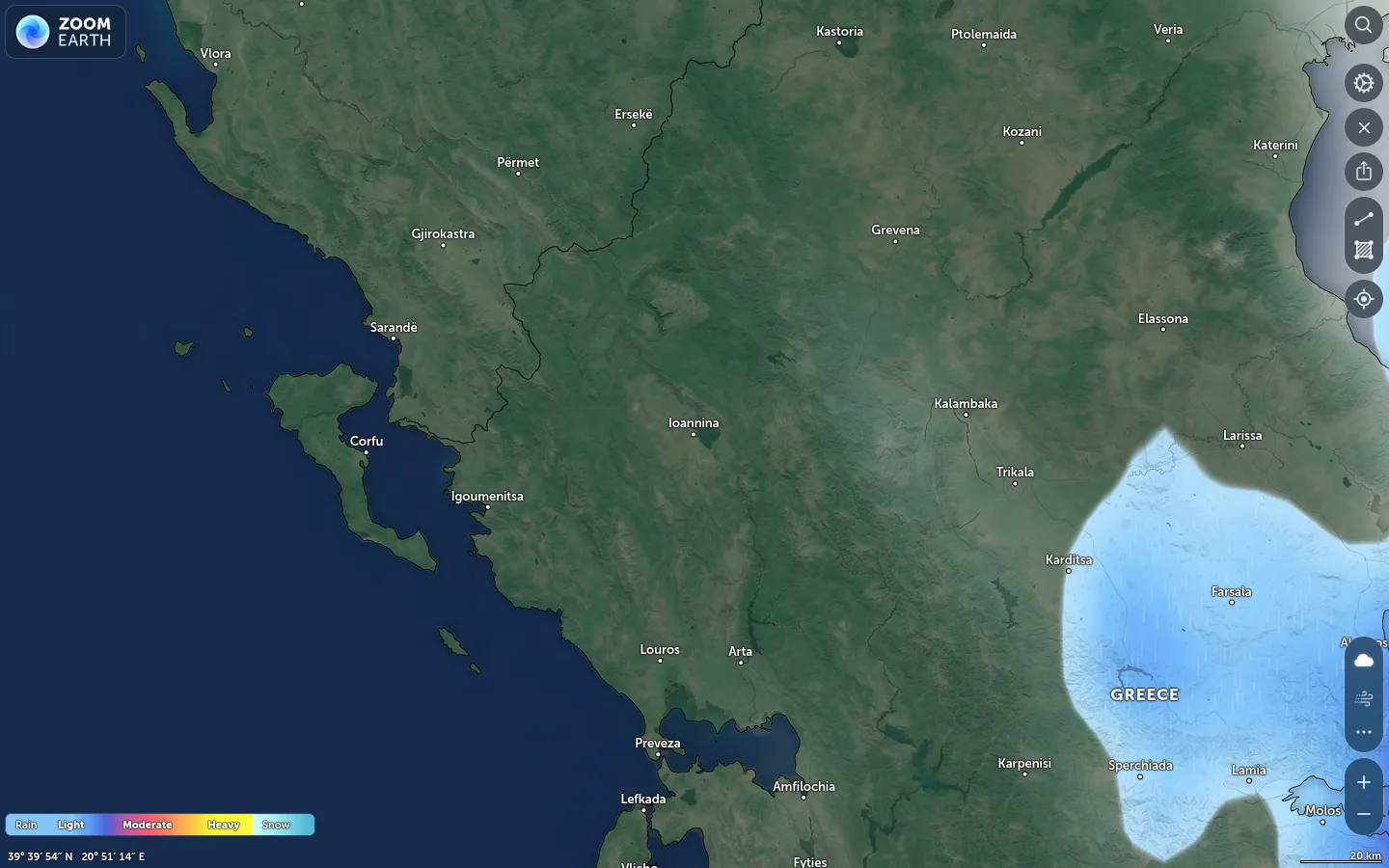 Χάρτης βροχόπτωσης Ιωάννινα καιρός