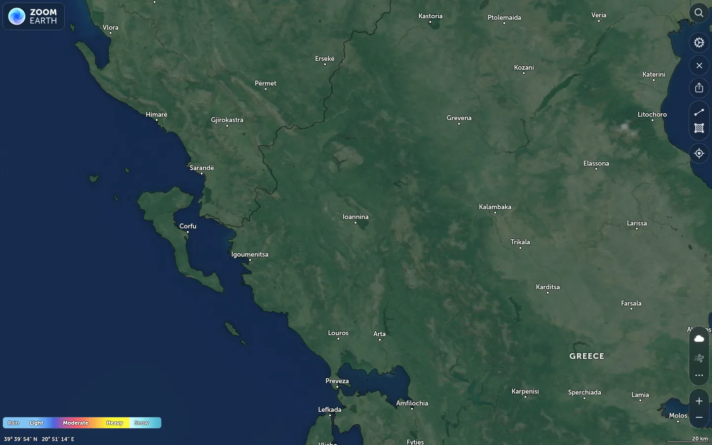 Χάρτης βροχόπτωσης Ιωάννινα καιρός
