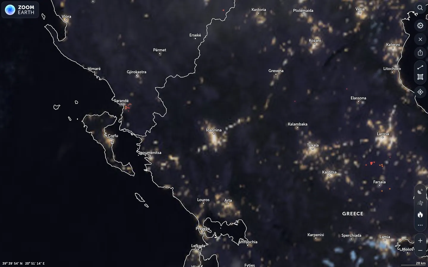 Δορυφορική εικόνα Ιωάννινα καιρός