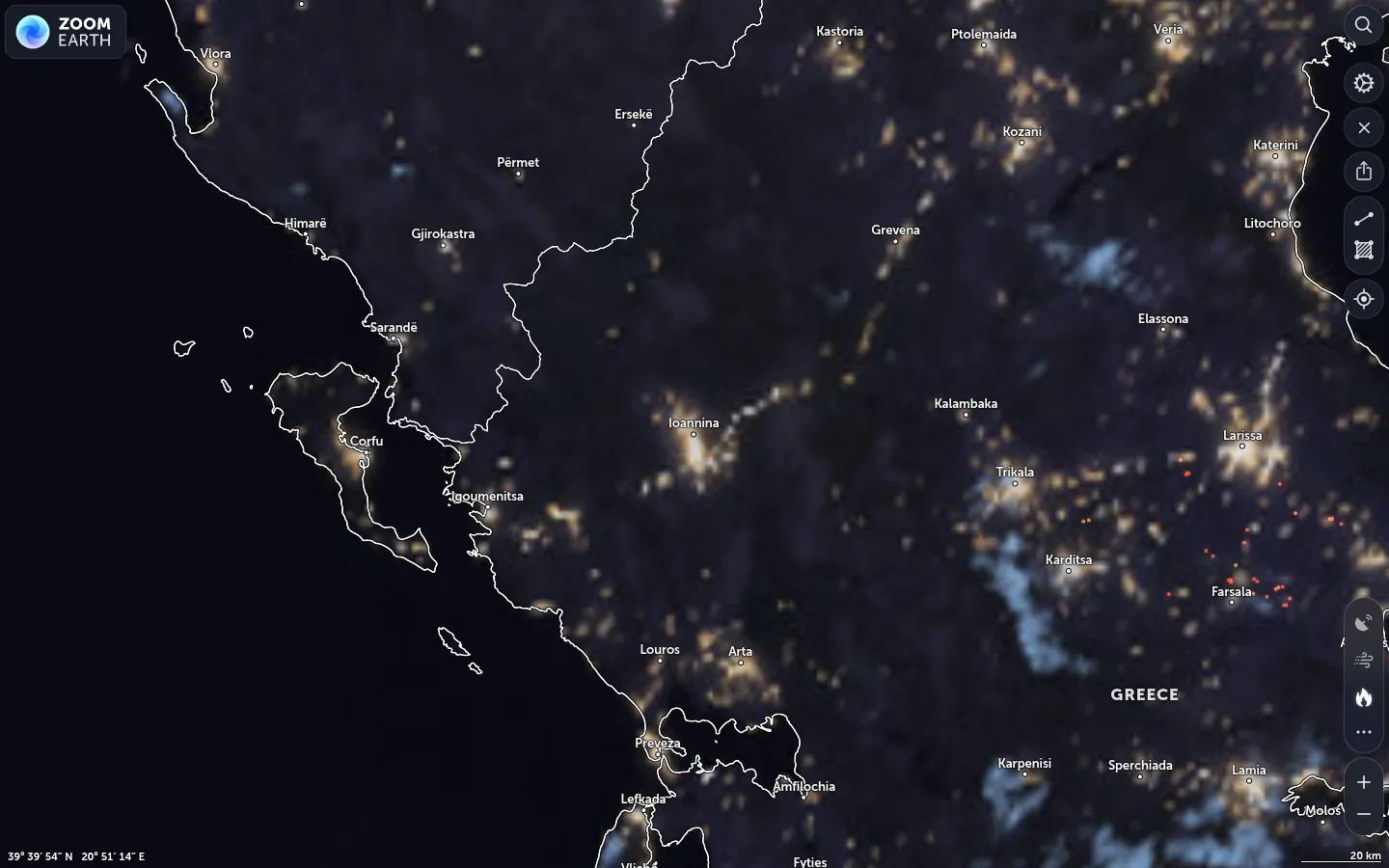 Δορυφορική εικόνα Ιωάννινα καιρός